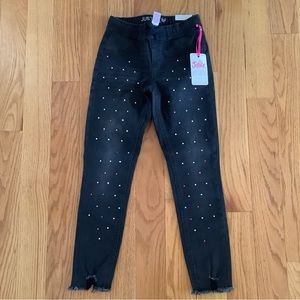 Justice Girls Black Denim Studded Jeans Size 10 Brand New with Tags